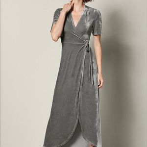 Gray Velvet Wrap Maxi Dress